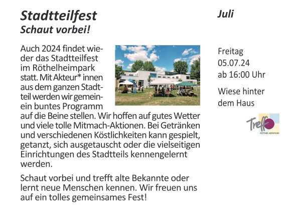 Stadtteilfest Röthelheimpark